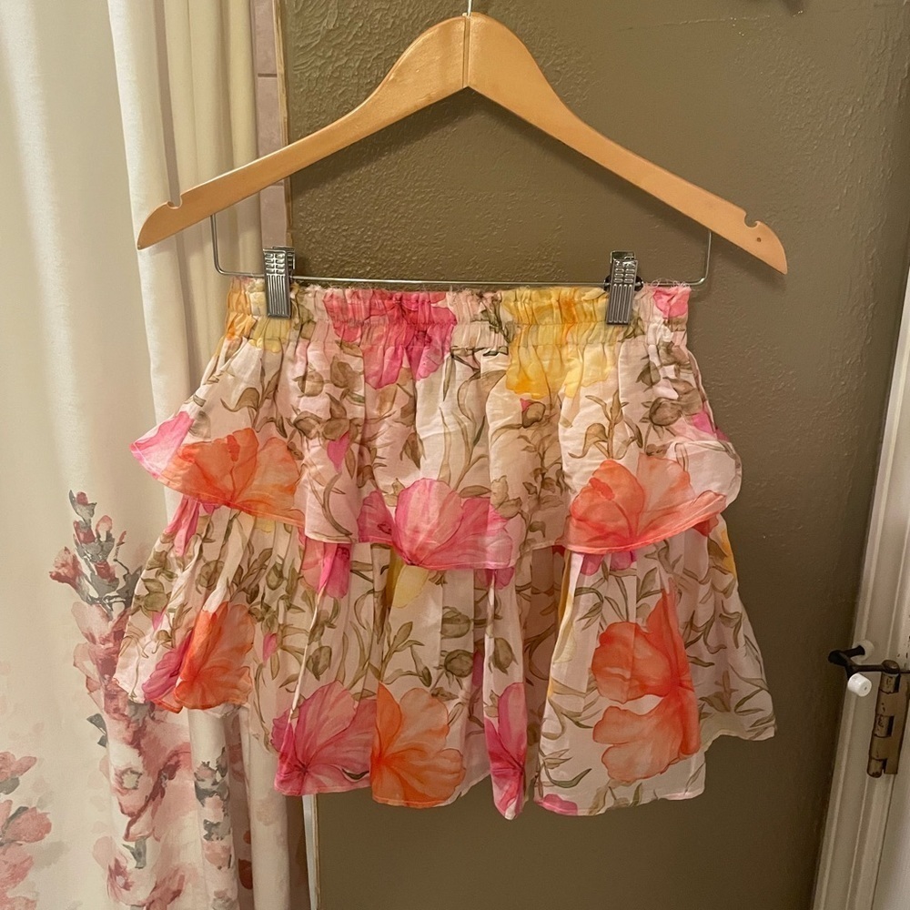 LoveShackFancy Floral Ruffle Mini Skirt Small NWT - Picture 6 of 8